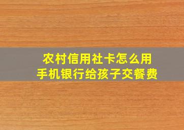 农村信用社卡怎么用手机银行给孩子交餐费