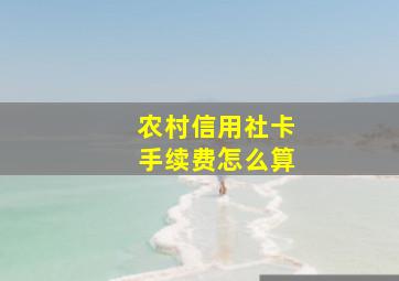 农村信用社卡手续费怎么算