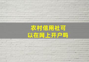 农村信用社可以在网上开户吗