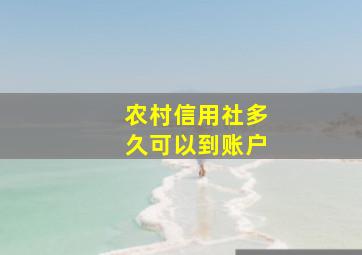 农村信用社多久可以到账户