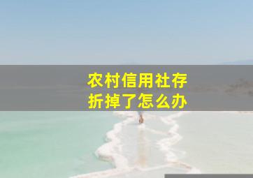 农村信用社存折掉了怎么办