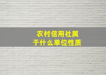 农村信用社属于什么单位性质