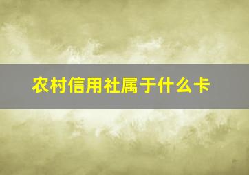 农村信用社属于什么卡