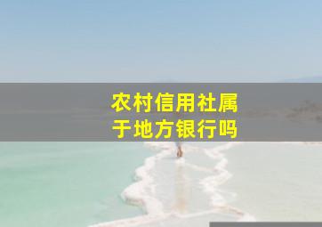 农村信用社属于地方银行吗