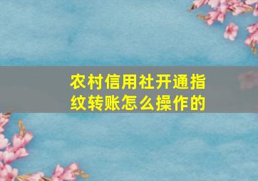 农村信用社开通指纹转账怎么操作的