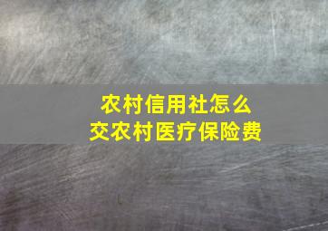 农村信用社怎么交农村医疗保险费