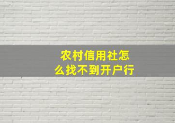 农村信用社怎么找不到开户行