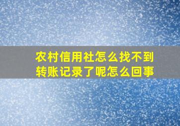 农村信用社怎么找不到转账记录了呢怎么回事