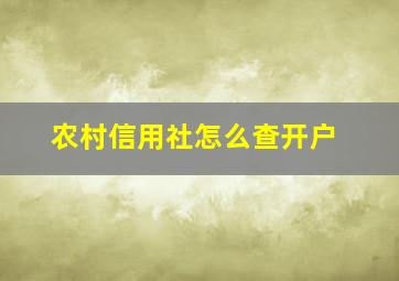 农村信用社怎么查开户