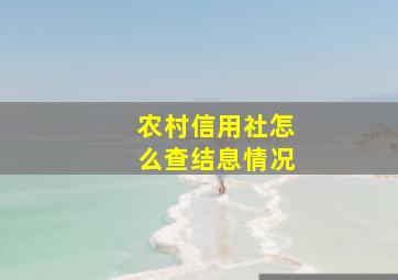 农村信用社怎么查结息情况