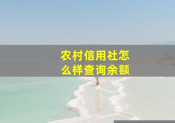 农村信用社怎么样查询余额