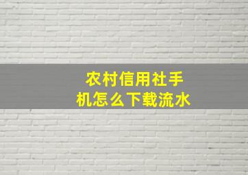 农村信用社手机怎么下载流水