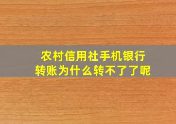 农村信用社手机银行转账为什么转不了了呢