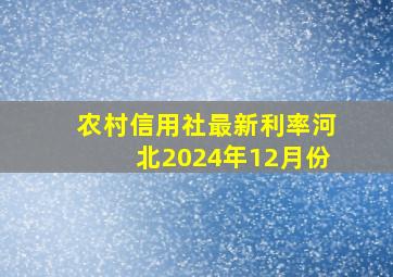 农村信用社最新利率河北2024年12月份