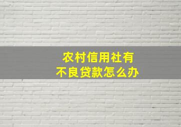 农村信用社有不良贷款怎么办