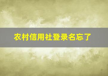 农村信用社登录名忘了