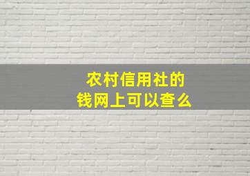 农村信用社的钱网上可以查么