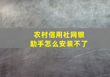 农村信用社网银助手怎么安装不了