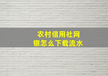 农村信用社网银怎么下载流水