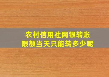 农村信用社网银转账限额当天只能转多少呢