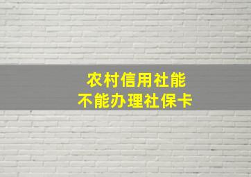 农村信用社能不能办理社保卡