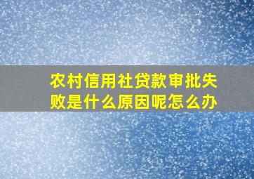 农村信用社贷款审批失败是什么原因呢怎么办