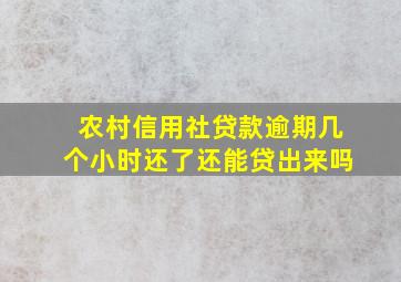 农村信用社贷款逾期几个小时还了还能贷出来吗