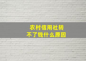 农村信用社转不了钱什么原因