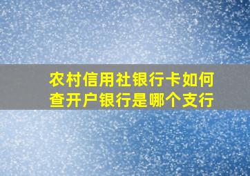 农村信用社银行卡如何查开户银行是哪个支行