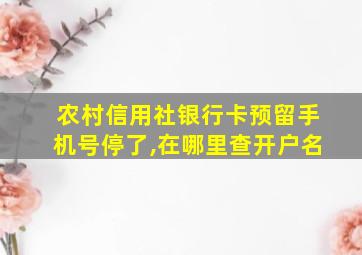 农村信用社银行卡预留手机号停了,在哪里查开户名