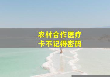 农村合作医疗卡不记得密码