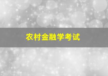 农村金融学考试