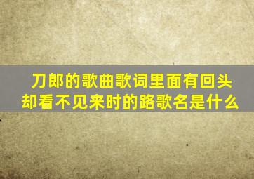 刀郎的歌曲歌词里面有回头却看不见来时的路歌名是什么