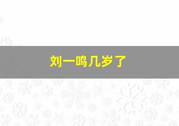 刘一鸣几岁了