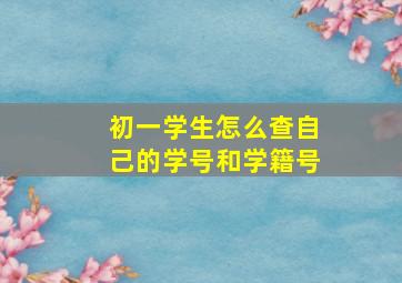 初一学生怎么查自己的学号和学籍号