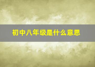 初中八年级是什么意思