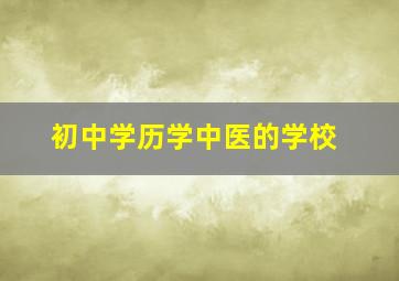 初中学历学中医的学校