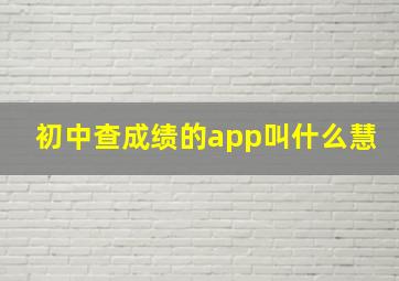 初中查成绩的app叫什么慧