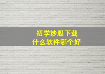 初学炒股下载什么软件哪个好