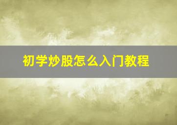 初学炒股怎么入门教程