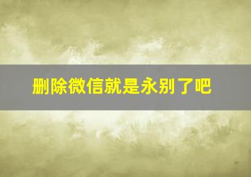 删除微信就是永别了吧