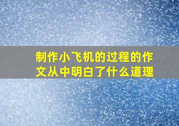 制作小飞机的过程的作文从中明白了什么道理