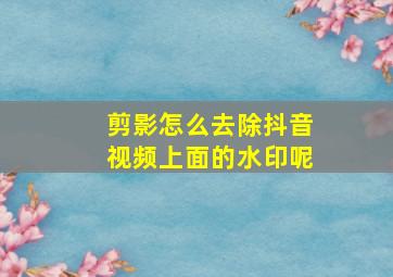 剪影怎么去除抖音视频上面的水印呢