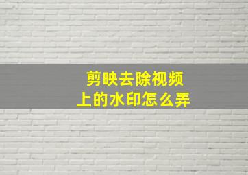 剪映去除视频上的水印怎么弄