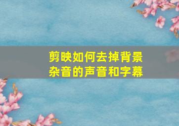 剪映如何去掉背景杂音的声音和字幕