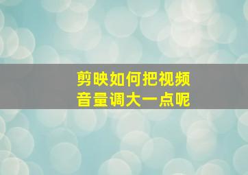 剪映如何把视频音量调大一点呢