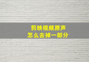 剪映视频原声怎么去掉一部分