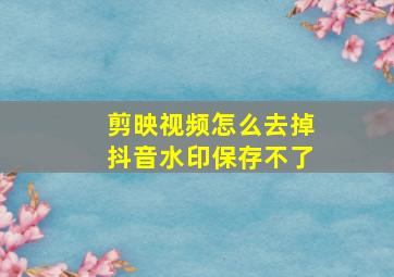 剪映视频怎么去掉抖音水印保存不了