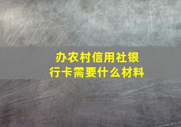 办农村信用社银行卡需要什么材料