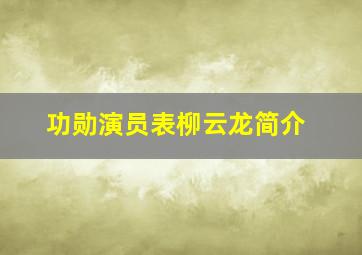 功勋演员表柳云龙简介